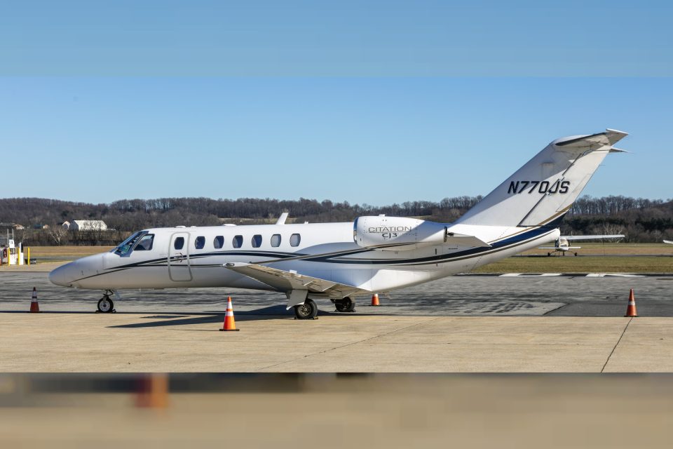 Cessna Citation CJ3 (base variant, closest publicly documented match for CJ3+) parked on ramp at Frederick Municipal Airport