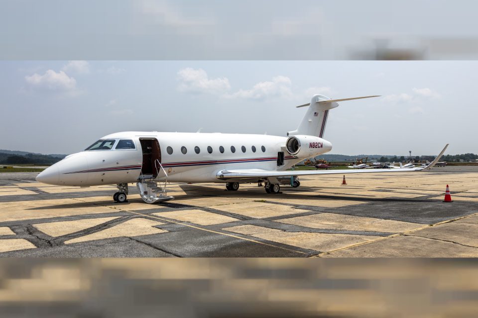 Gulfstream G280 parked on ramp at Frederick Municipal Airport