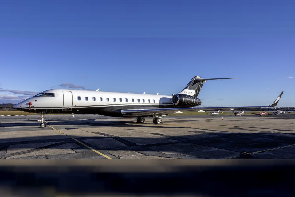 Bombardier Global 6000 parked on ramp at Frederick Municipal Airport